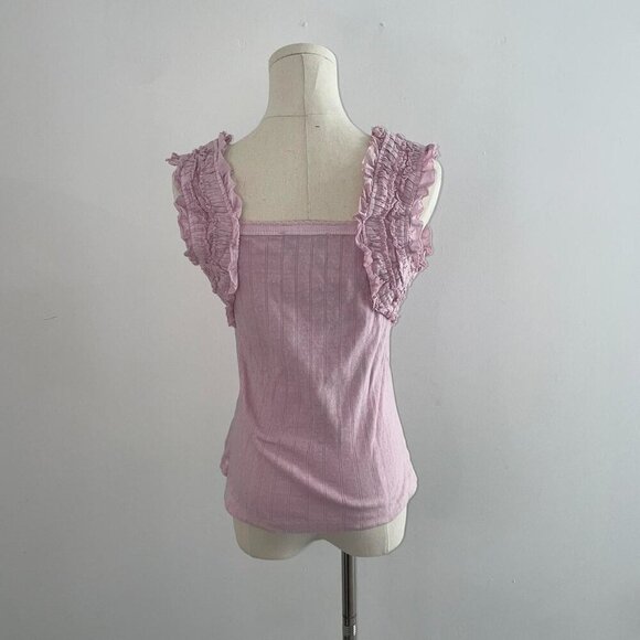 Sea Salome Vegetable Dye Pink Ruffle Tank | Women’s Size Small - Picture 3 of 6